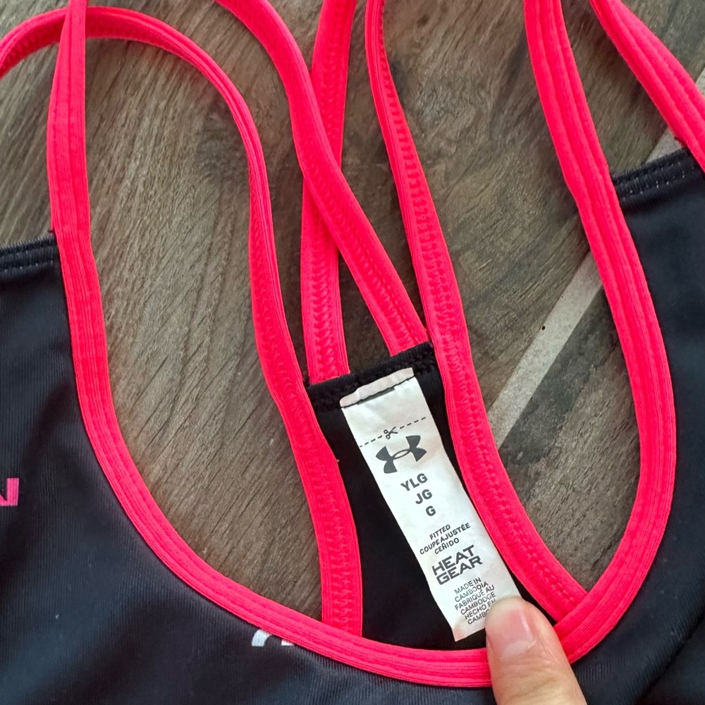 Under Armour Black Sports Bra with Pink Straps - Picture 3 of 5